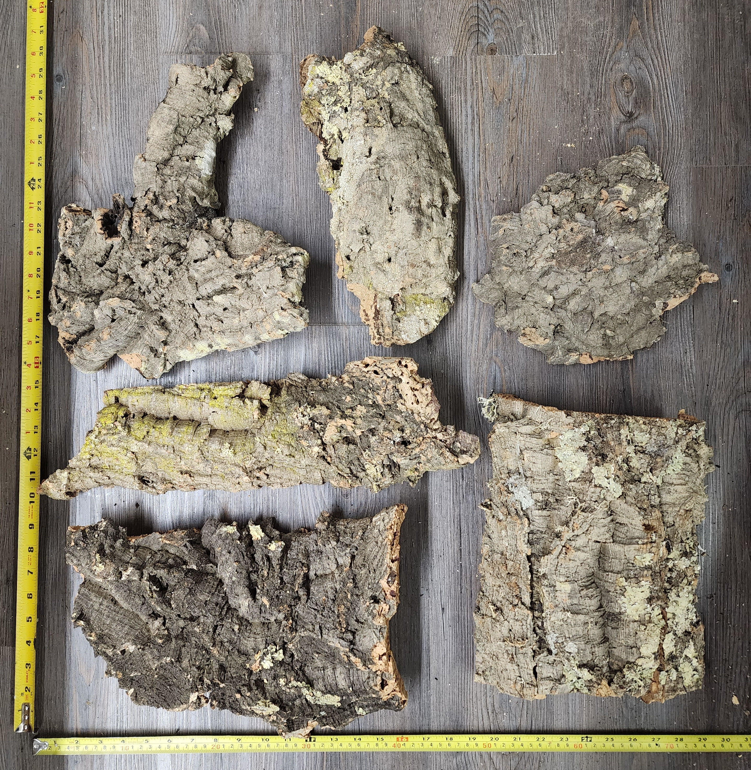 Liège naturel plat 9 à 14" assorti (cork bark) - Style D (400-525g)