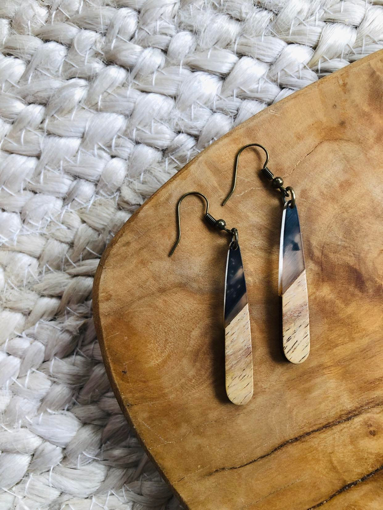 wood + resin teardrop pendant - swirl