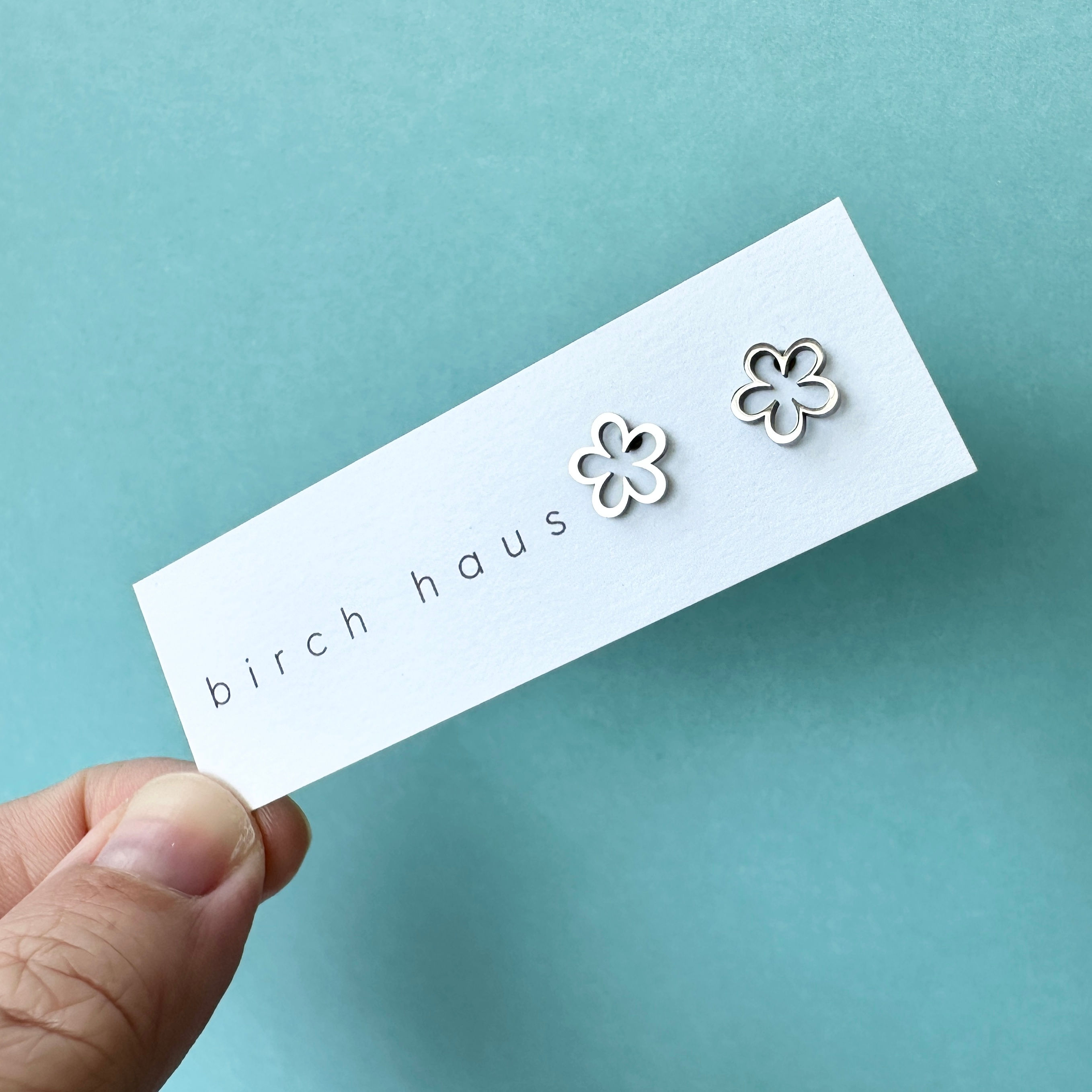 silver studs - florals