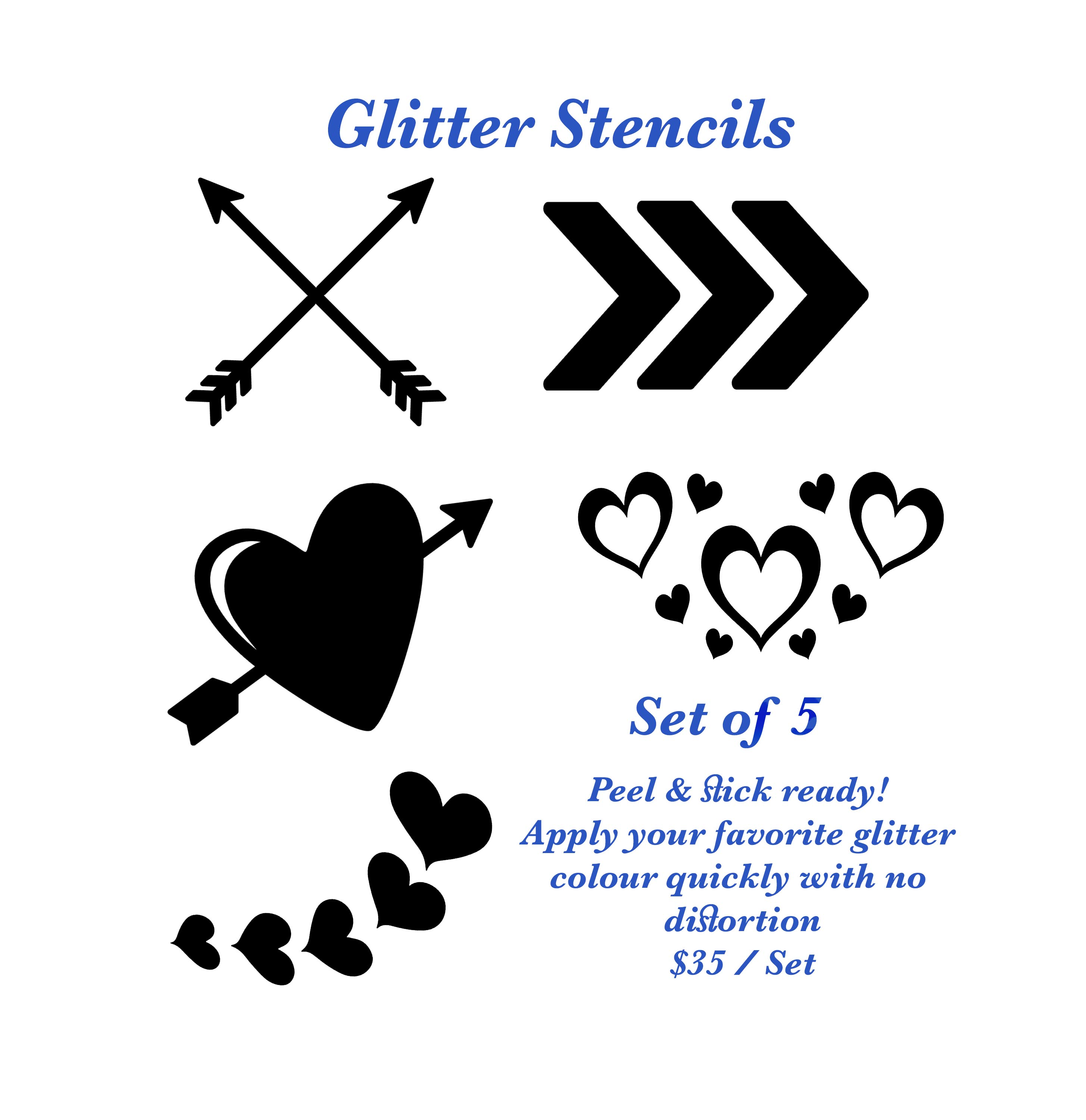 Hearts - Glitter Stencil