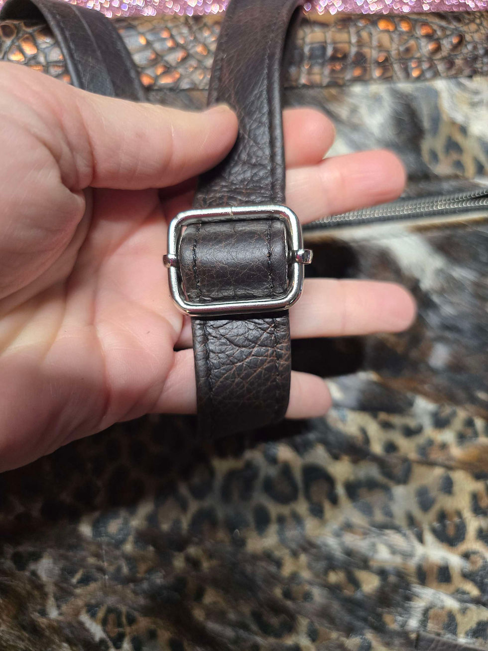 Thumbnail: Dutton Collection - Leopard Acid washed cowhide shoulder bag 