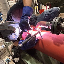This project was a boiler/heat exchanger. we needed to weld new fittings on the carbon steel pipe. The pipe was 2" schedule 80 carbon steel. We provided metal cutting services for them. Once the pipe was cut, we re-positioned it and tied into the new heat exchanger welding.