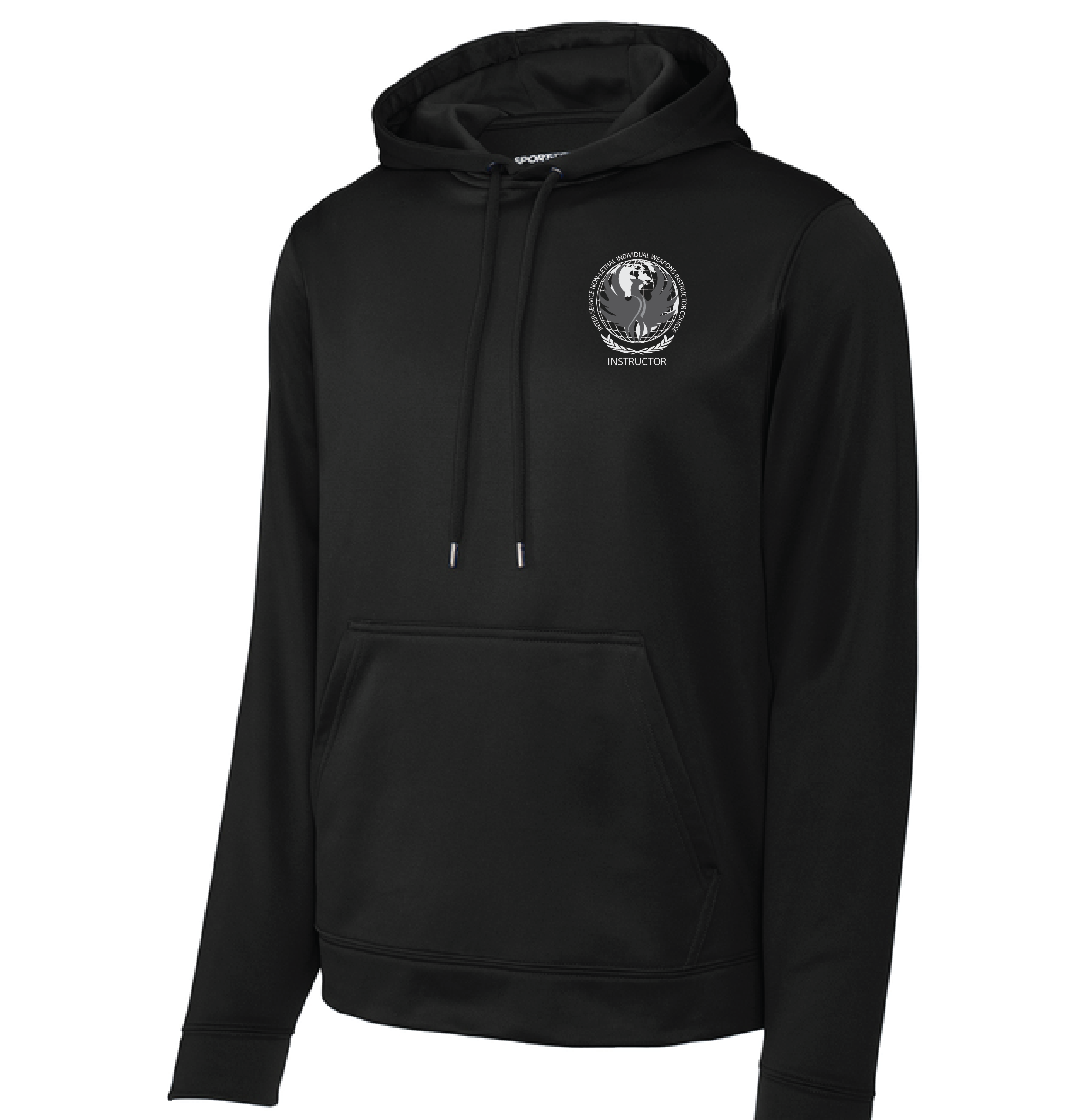 Black Sport-Tek Performance Fleece Hoodie - Greyscale Logo