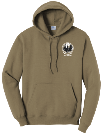 Coyote Brown Port & Company Cotton Hoodie - Greyscale Logo