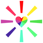 Official Logo for Brecken Hunter Wellborn, a multi-colored heart with rays