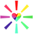 Official Logo for Brecken Hunter Wellborn, a multi-colored heart with rays
