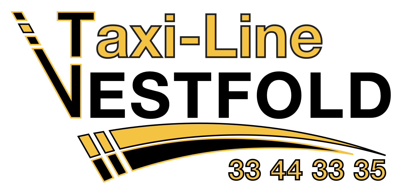 Vestfold Taxi-Line logo med telefonnummer 33 44 33 35 på hvit bakgrunn, representerer pålitelig taxitjeneste i Vestfold.