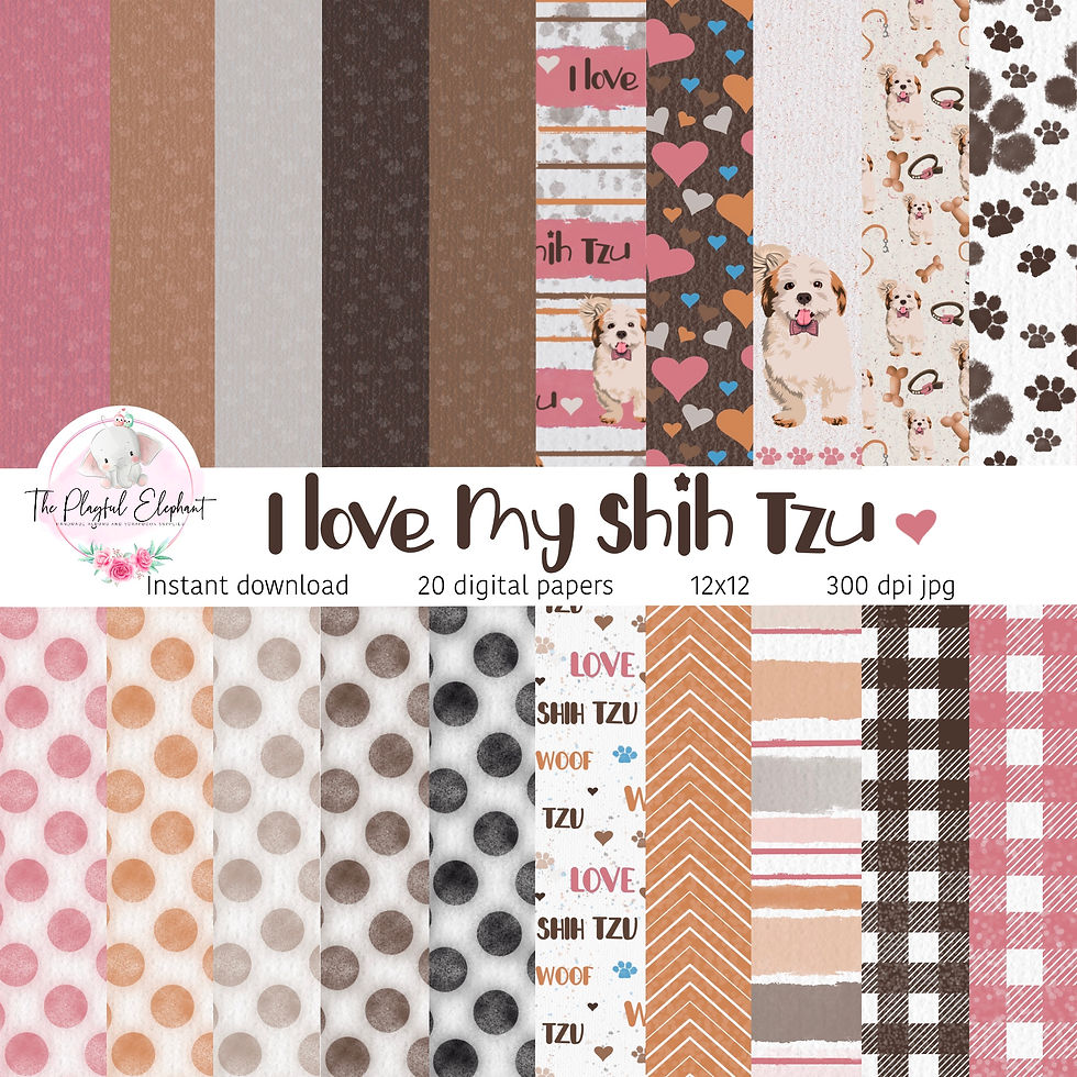 This Shih Tzu female Dog digital scrapbook paper