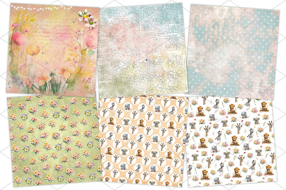 Thumbnail: Baby Safari digital scrapbook paper 12x12