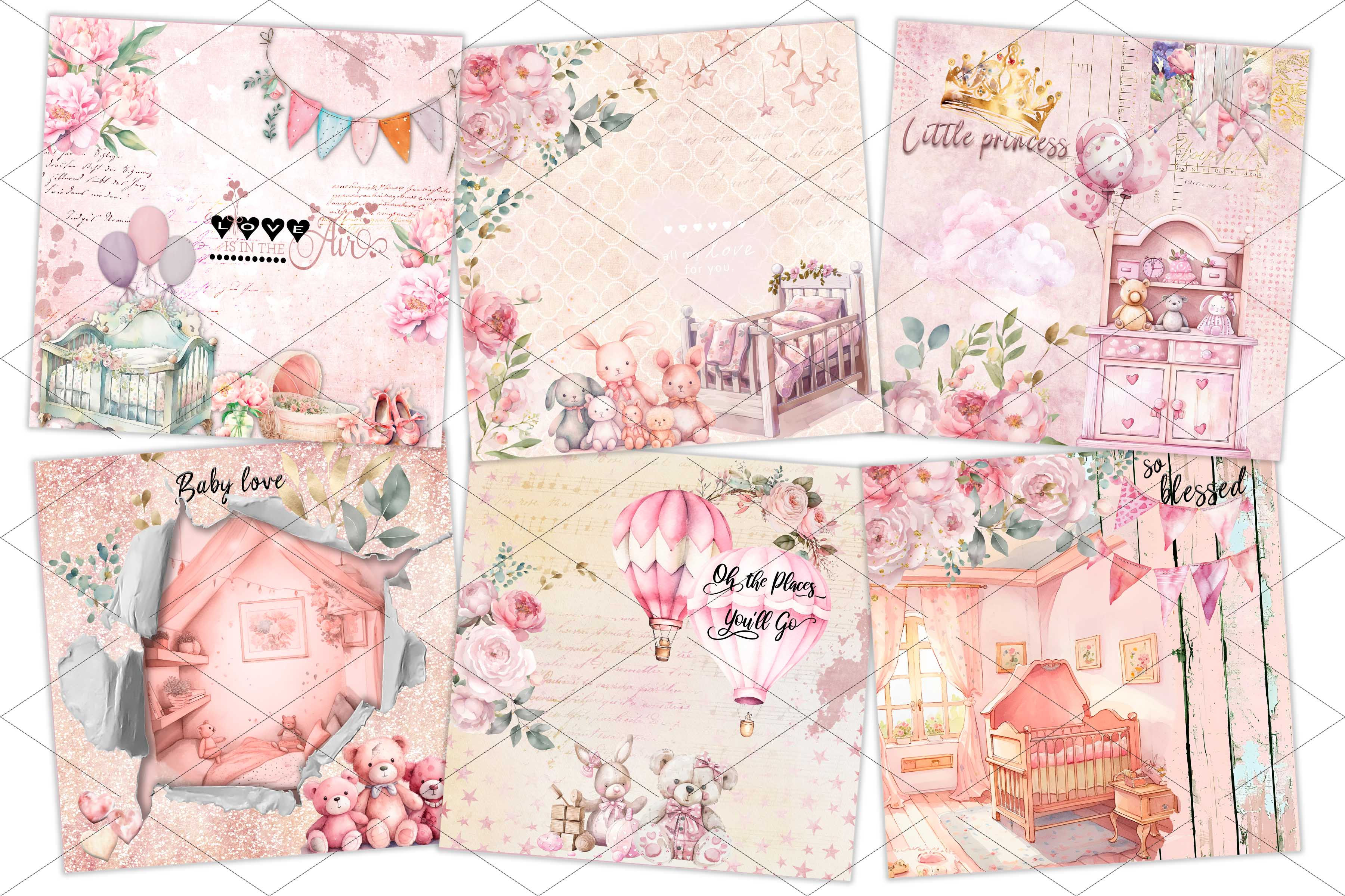 baby girl 12x12 design papers