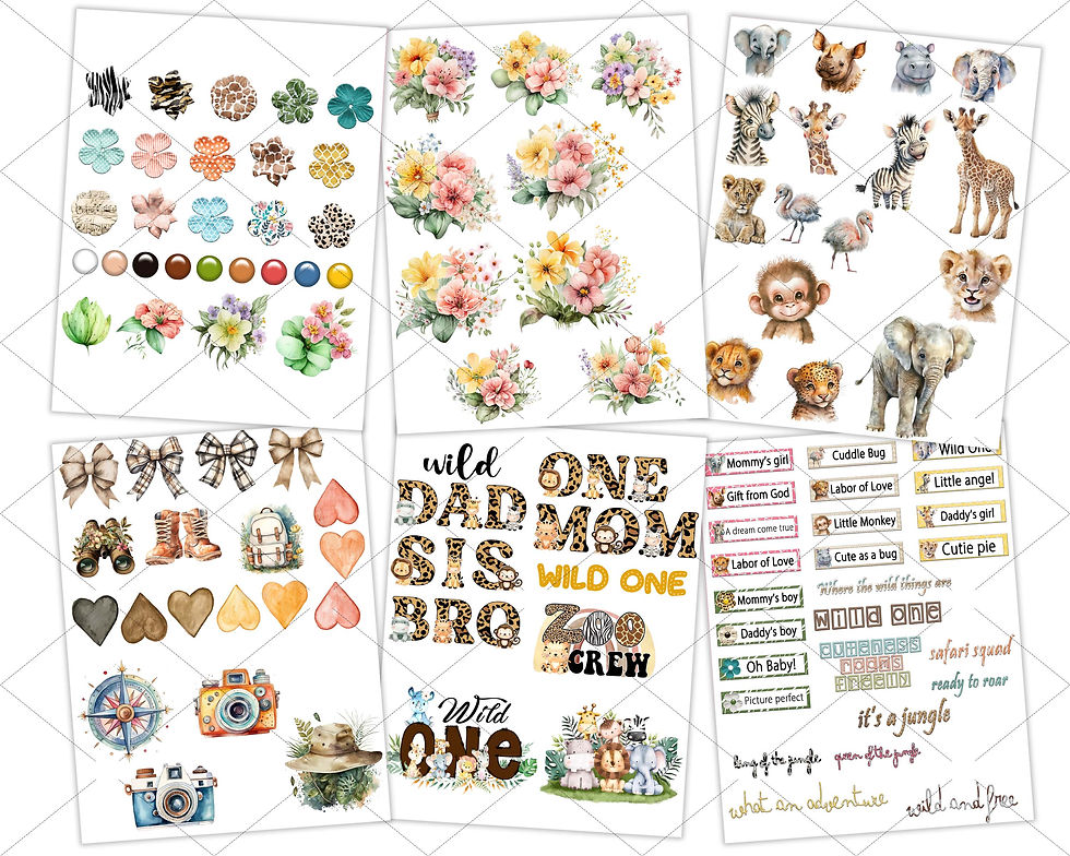 Thumbnail: Baby Safari digital scrapbook papers