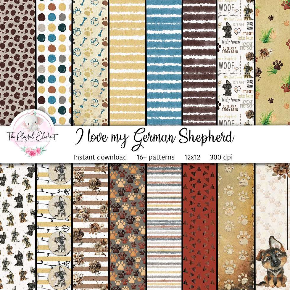German Shepherd Dog digital scrapbook paper