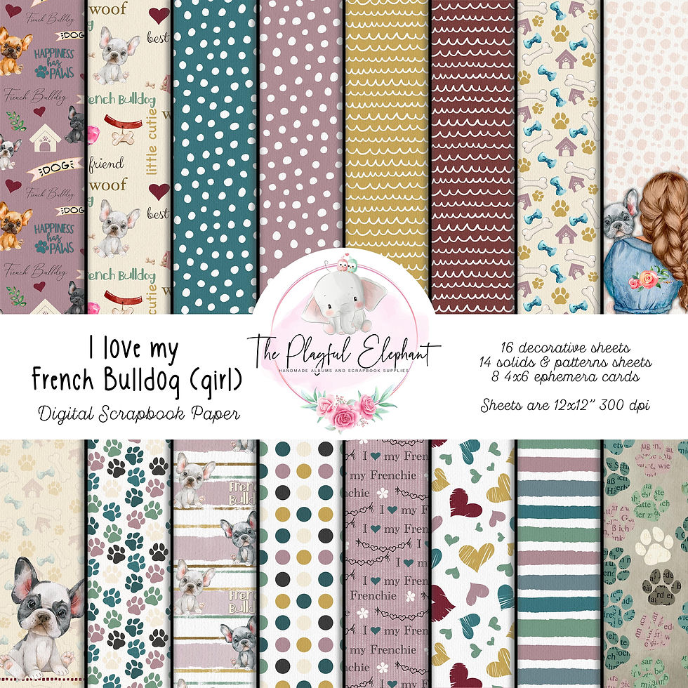 French Bulldog female Dog digital scrapbook paper