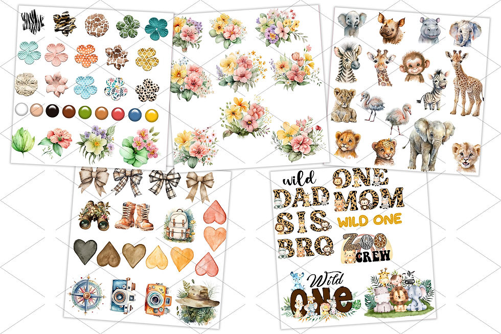 Thumbnail: Baby Safari digital scrapbook paper 12x12