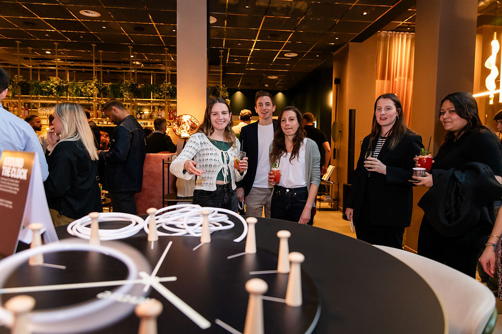 High angle view of a corporate event filled with engaging attendees