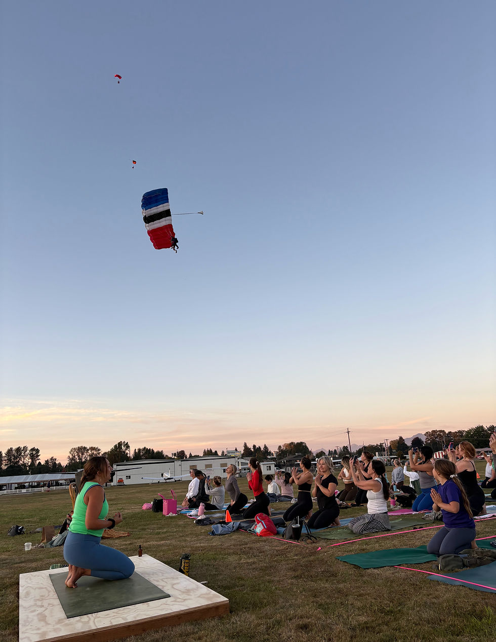 Sunset Yoga at Skydive Snohomish