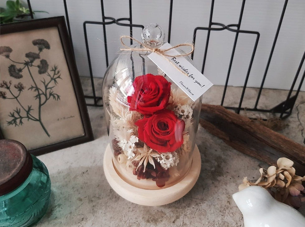縮圖：紅玫瑰玻璃花盅M
