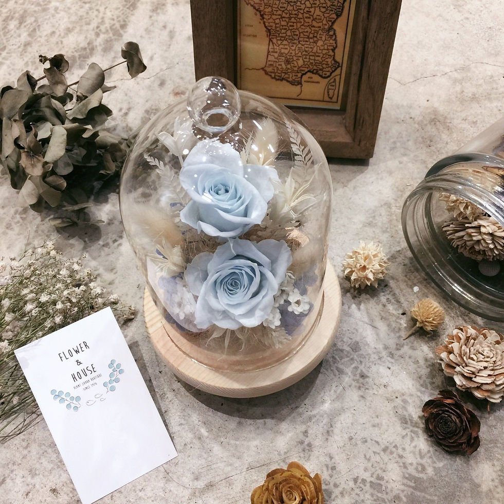 縮圖：藍玫瑰玻璃花盅M