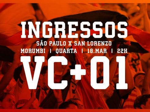 Vc + 01:Compre ingresso online para o duelo com o San Lorenzo e leve um acompanhante sem pagar nada