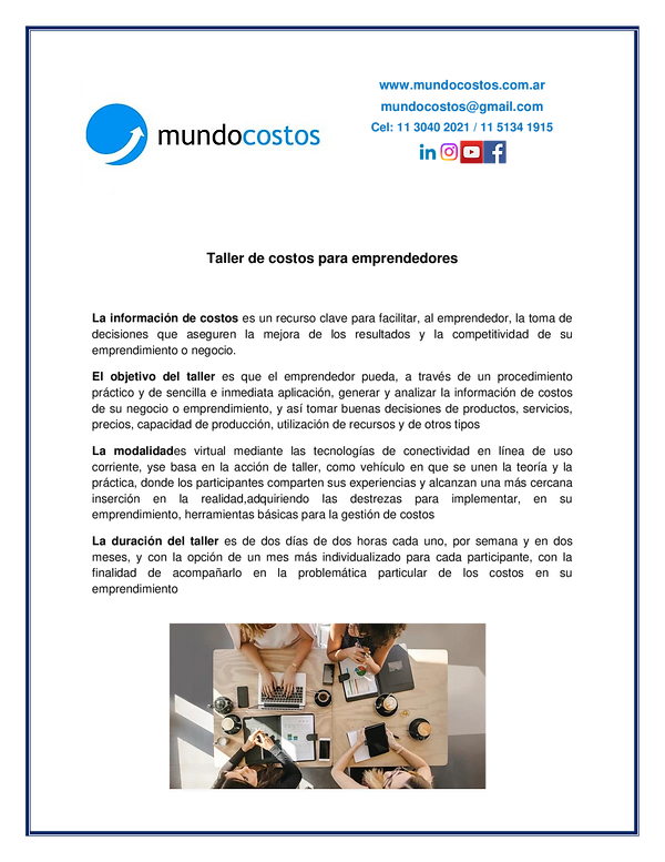 mundocostos Taller emprendedores