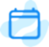 Icono ilustrativo color azul de un calendario