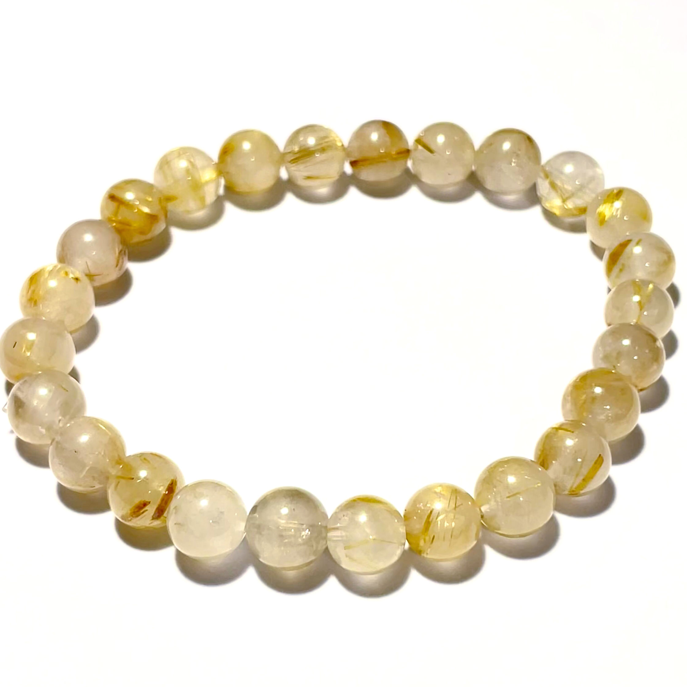 Golden Rutilated Quartz Beaded Bracelet. Grade AA