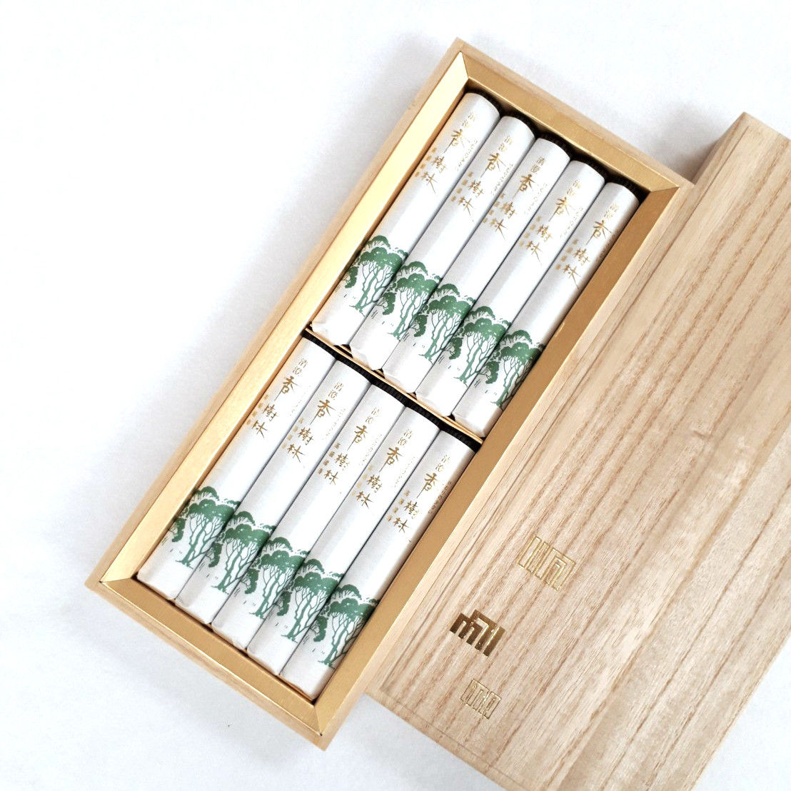 【進物・贈答用線香】「清澄 香樹林」白檀の香り 煙少なめ 10把入【桐箱入】