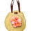 Thumbnail: Penrose Circular straw basket w. leather handles and coral rabbit pompoms