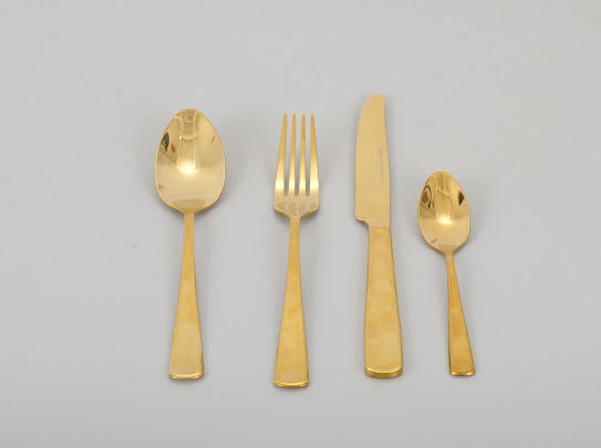 Thumbnail: 24-Piece Flatware Set, Golden - Service for 6  [modern style]