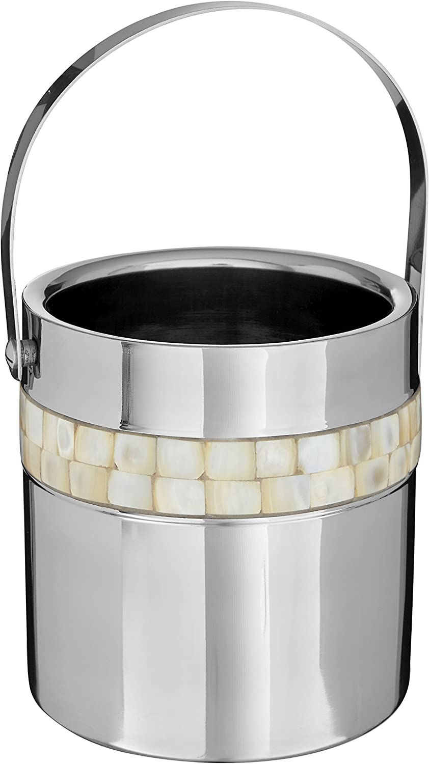 Thumbnail: Premier Housewares Ice Bucket with Mother of Pearl Inlay Design, Silver