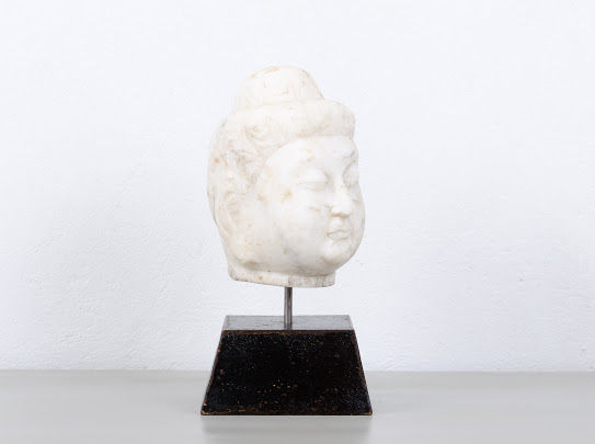 Thumbnail: White Marble Bhudda Head On Stand