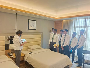 Front office & house keeping in Aditya's institute of hotel management. Arranging bed in hotels