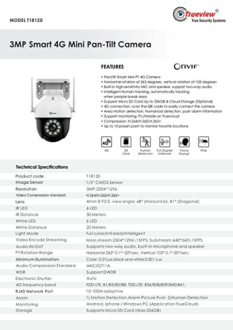 Thumbnail: Trueview 4G SIM Mini Pan Tilt CCTV Camera