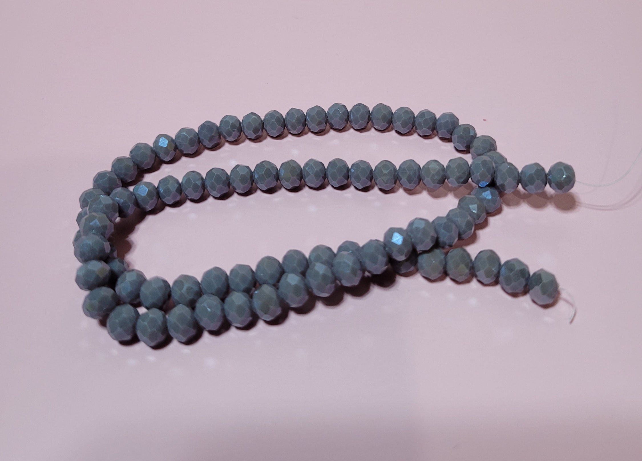 Gray Faceted Crystal Bead Strand 15.5 Inch