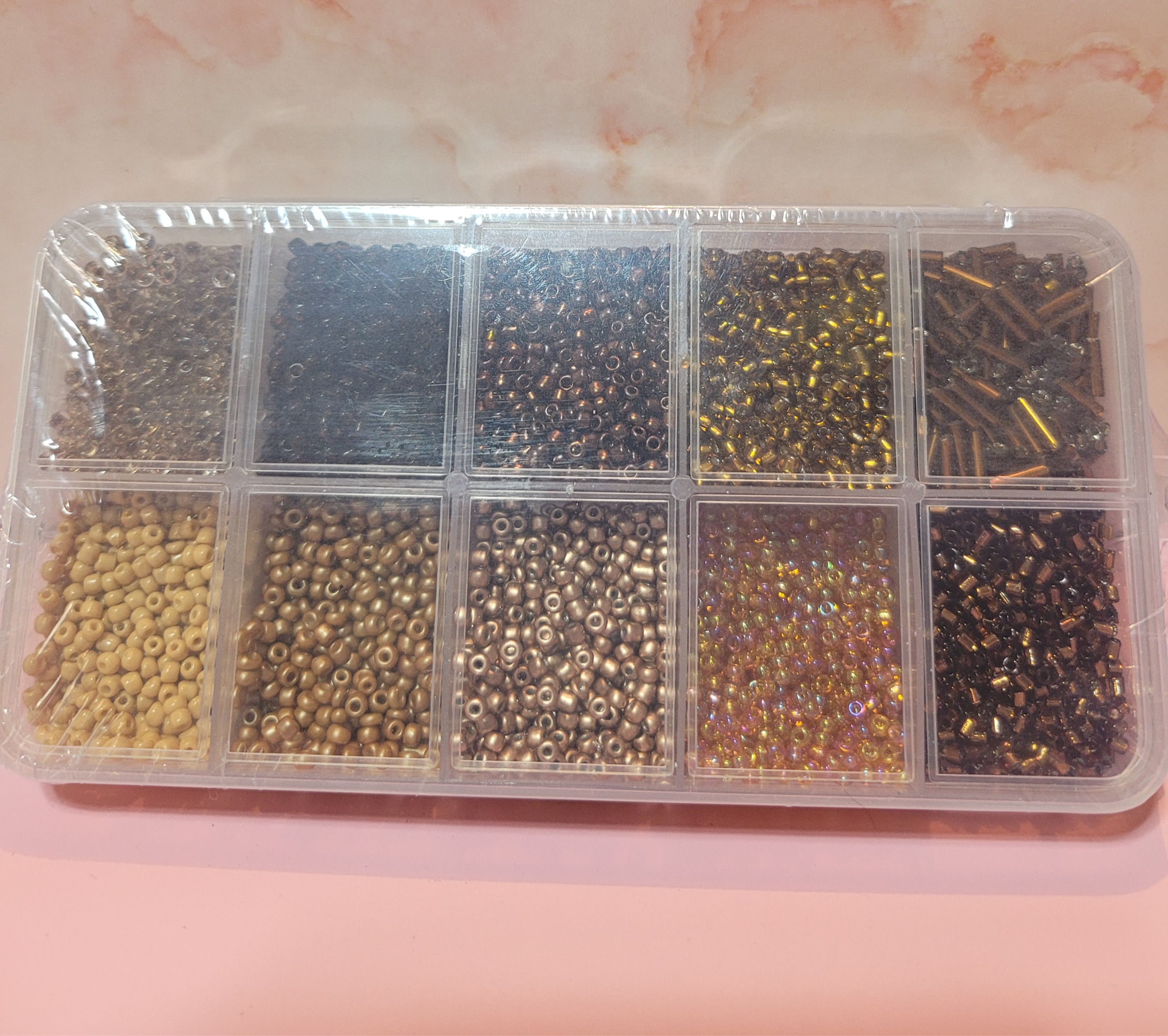 copy of 11/0 Seed Bead and Bugle Bead Mix in Storage Case – Neutral Metallic Col