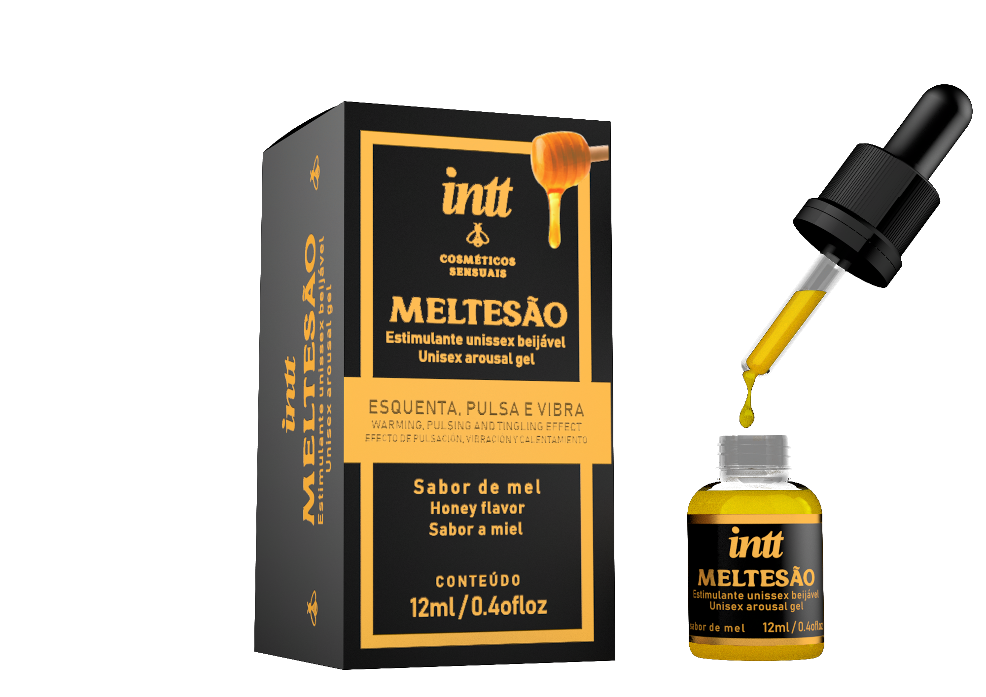 Gel MELTESÃO Excitante UNISSEX ESQUENTA, PULSA E VIBRA SABOR MEL INTT