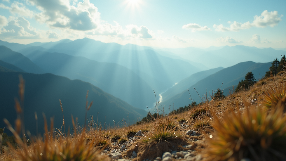 Eye-level view of a scenic mountain landscape