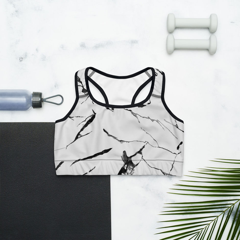 Grey Marble Sports Bra
