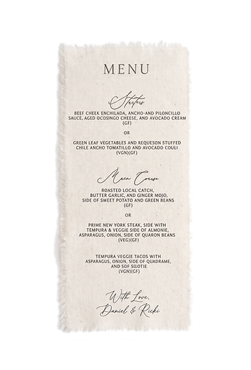 Fabric cream menu