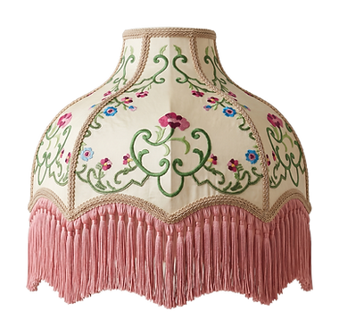 Embroidered lampshade with tassels