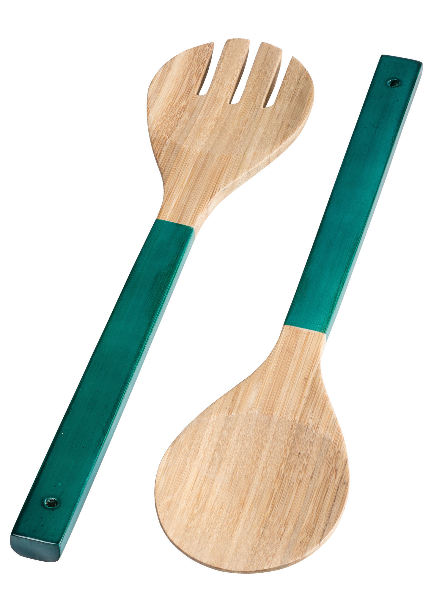 Large Bamboo Utensil / Salad Server Set - Eco-Friendly Handmade Green