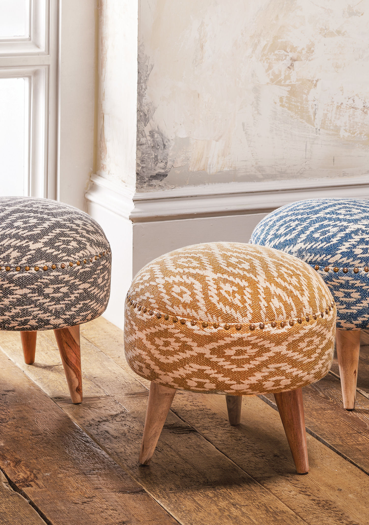 100% Recycled Cotton Handmade Large Footstool/Stool