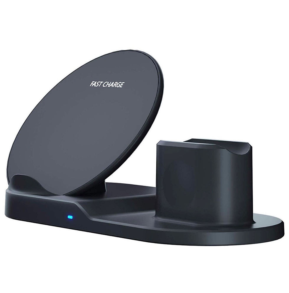 الصورة المصغرة: ستاند مكتب 3 في 1 مع شحن لاسلكي - أسود