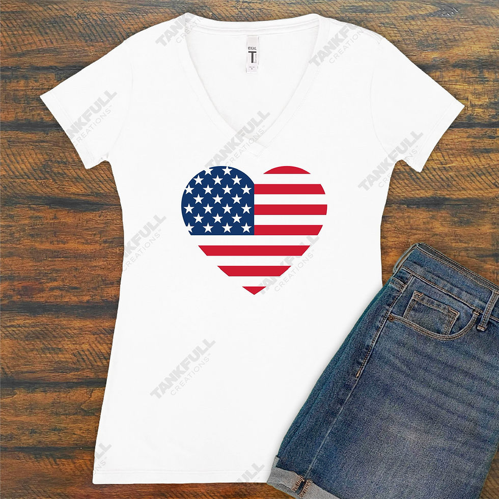 Thumbnail: USA Flag Inspired Heart Womens T-shirt