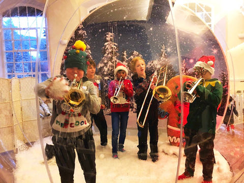 Giant Snow Globe with Brass Band