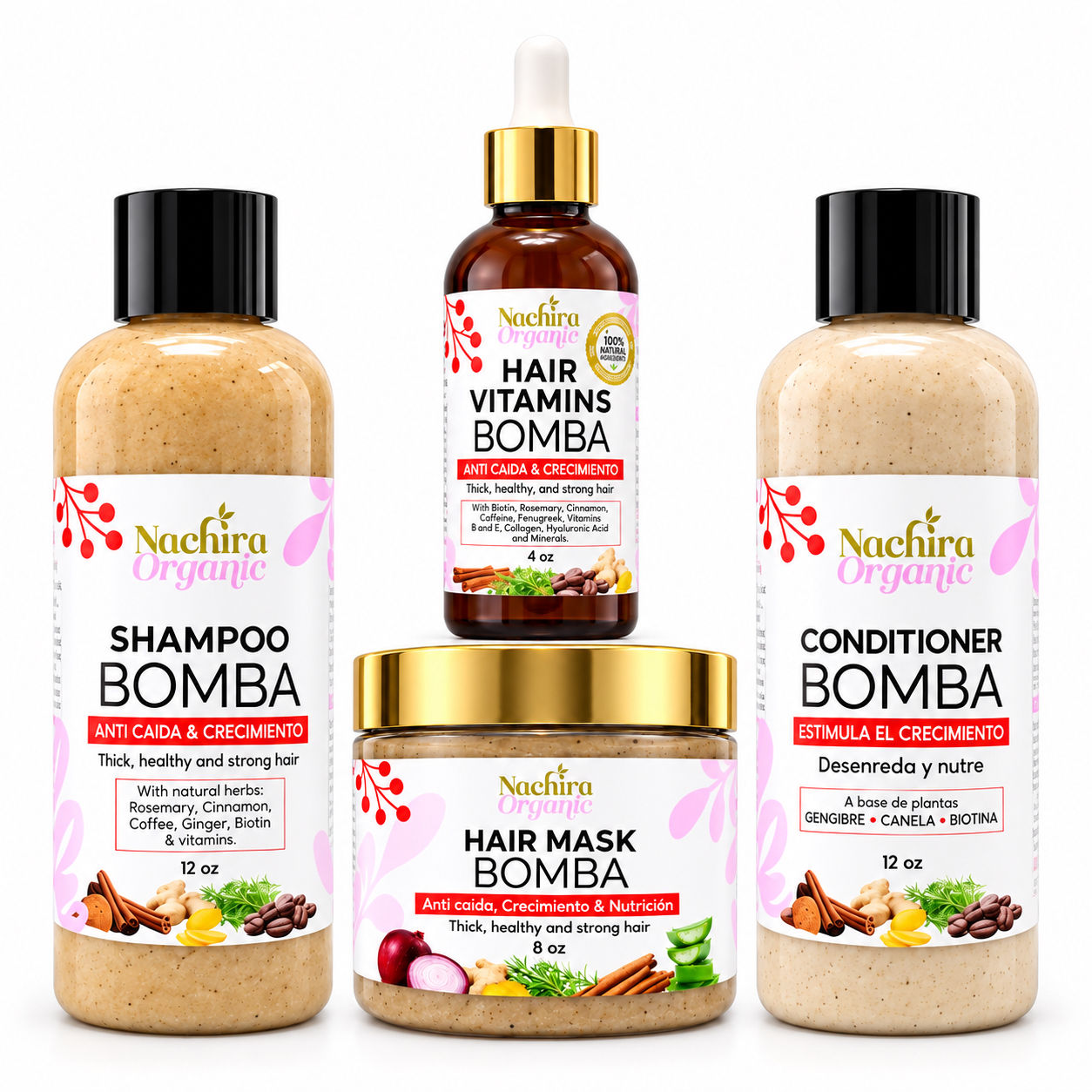 RUTINA BOMBA DE 4 PASOS 12Oz CONTROL CAÍDA, CRECIMIENTO Y NUTRICIÓN
