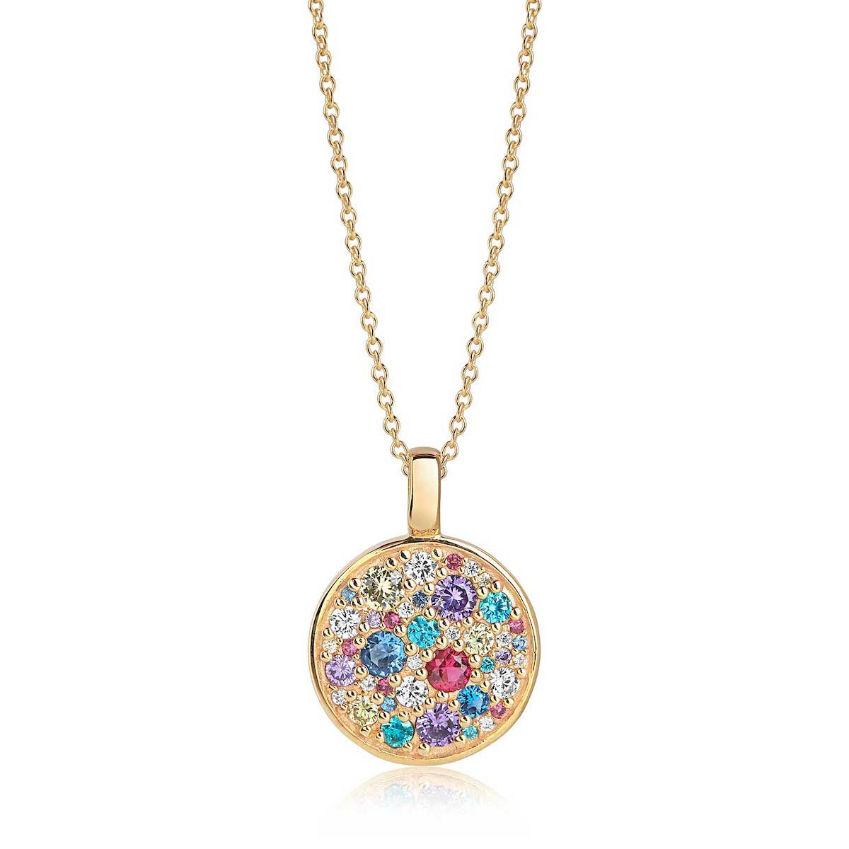 Pendant Novara in 18K Gold Plated with Multicoloured Zirconia