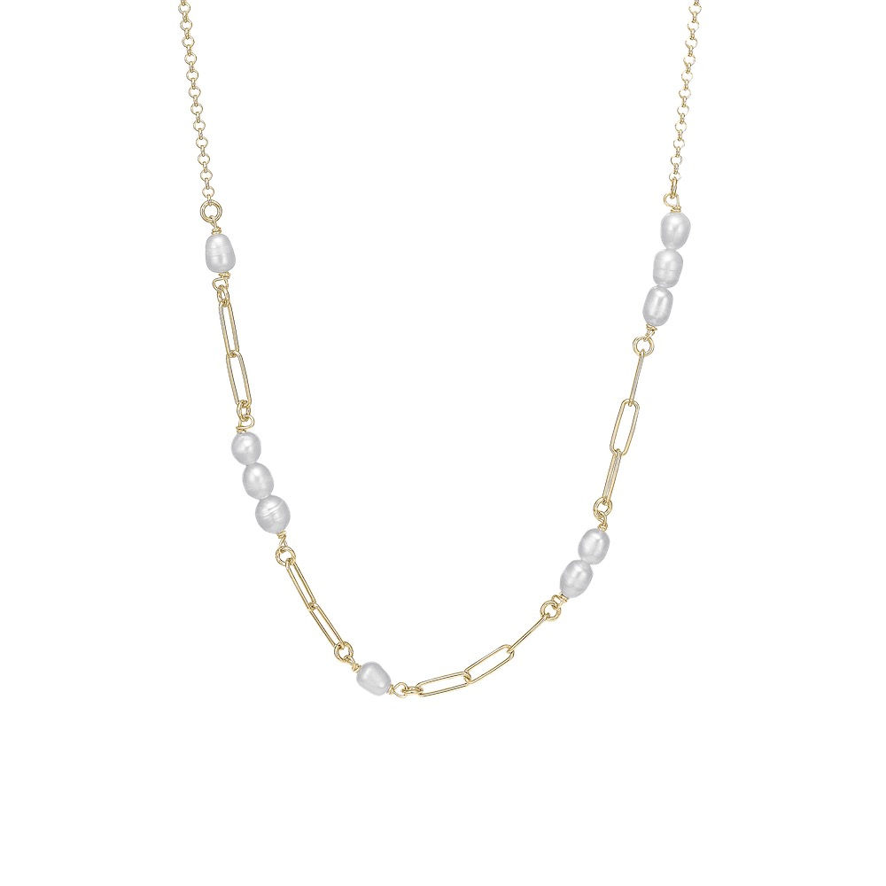 Links & Pearls Necklace - 18K Gold Plated