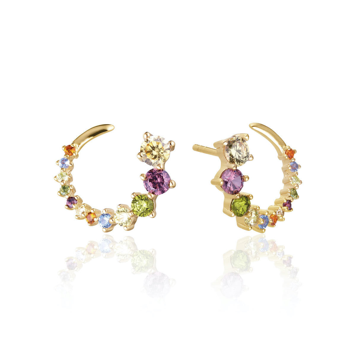 Earrings Belluno Circolo in 18K Gold Plated with Multicoloured Zirconia