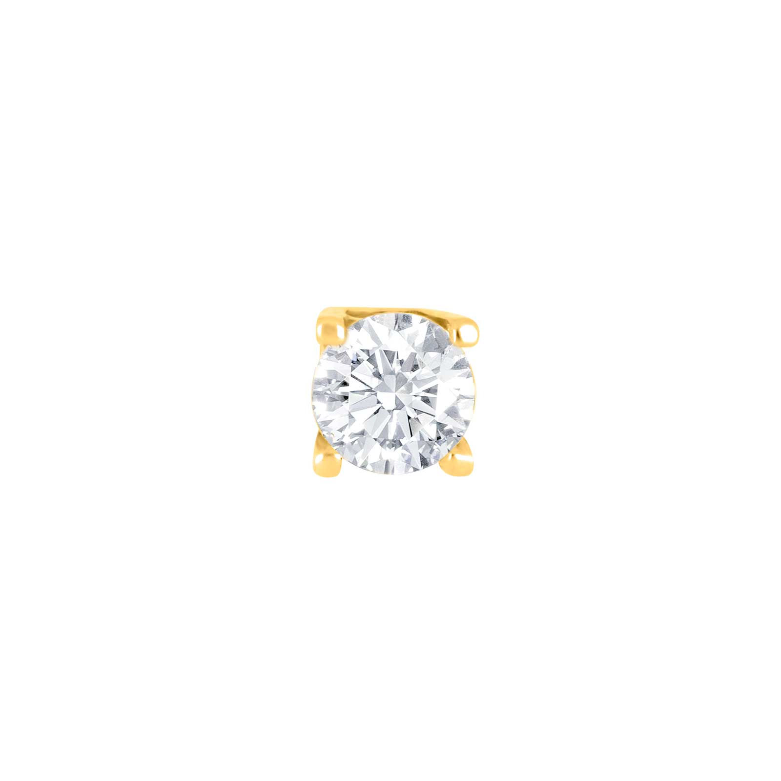 Gold Plated Steel Single Stud with 5mm CZ